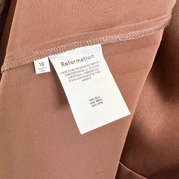 Reformation | Frankie 100% Silk Maxi Slip Es Dress in Brown‎ Plus Size 16 - Picture 10 of 12